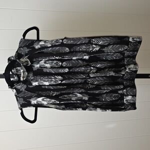 Black and White Feather Print Blouse